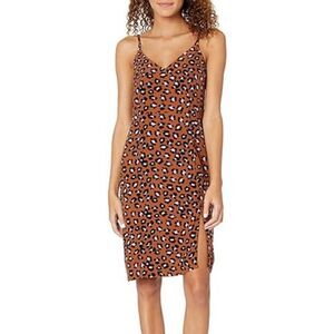 Sanctuary New Earth Brown Animal Print Midi Sheath Slip Dress